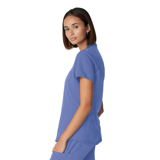 V-Tess WT110 Women's 2 Pocket V Neck Scrub Top Ceil Blue Image