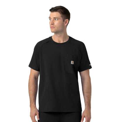 Force Cross-Flex C16190 Knit Men's Crew Neck Scrub Top Black
