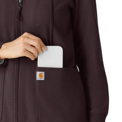 Layers C82008 Women's Full Zip Waffle Hoodie Dark Sepia