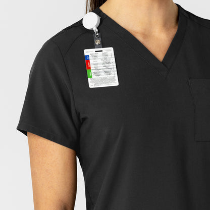 W123 6045 Flex-n-Reach V-Neck Scrub Top Black Model Image Left Side | Wink