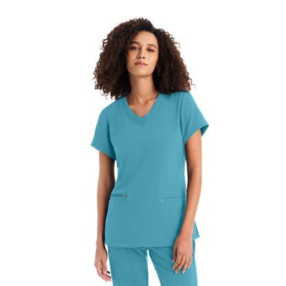 CRFT WT127 Women's 3 Pocket V Neck Scrub Top Poolside Image