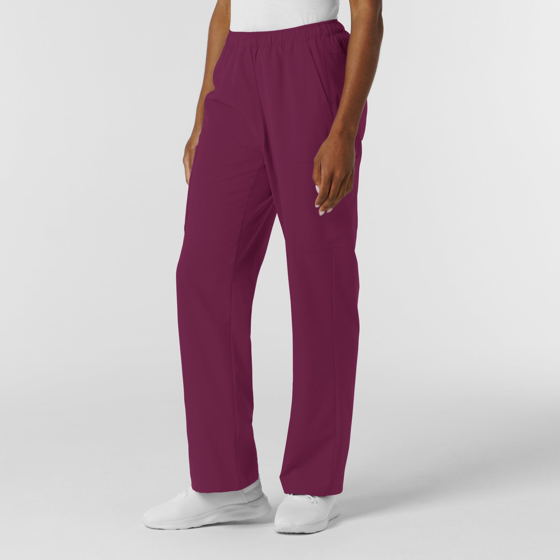 NURTUR 5180 Women's Straight Leg Cargo Scrub Pants Wine