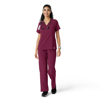 Force Cross-Flex C13310 Knit Panel Scrub Top Wine Model Image Front | Carhartt