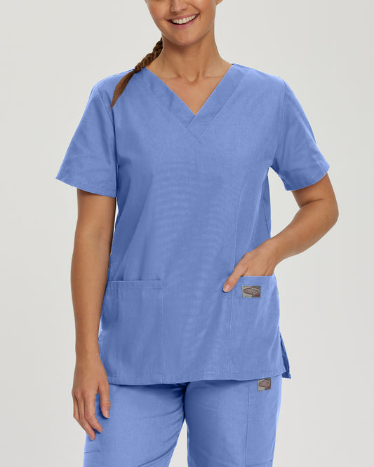 Scrub Zone 70221 Women's 3 Pocket V Neck Scrub Top Ceil Blue Image