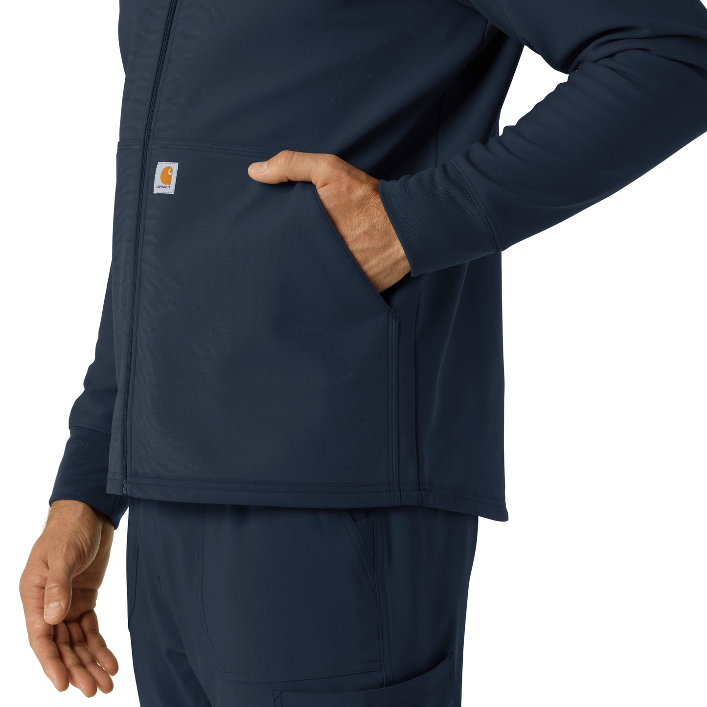 Layers C84023 Men's Bonded Fleece Hoodie Navy Model Image Alternate | Carhartt