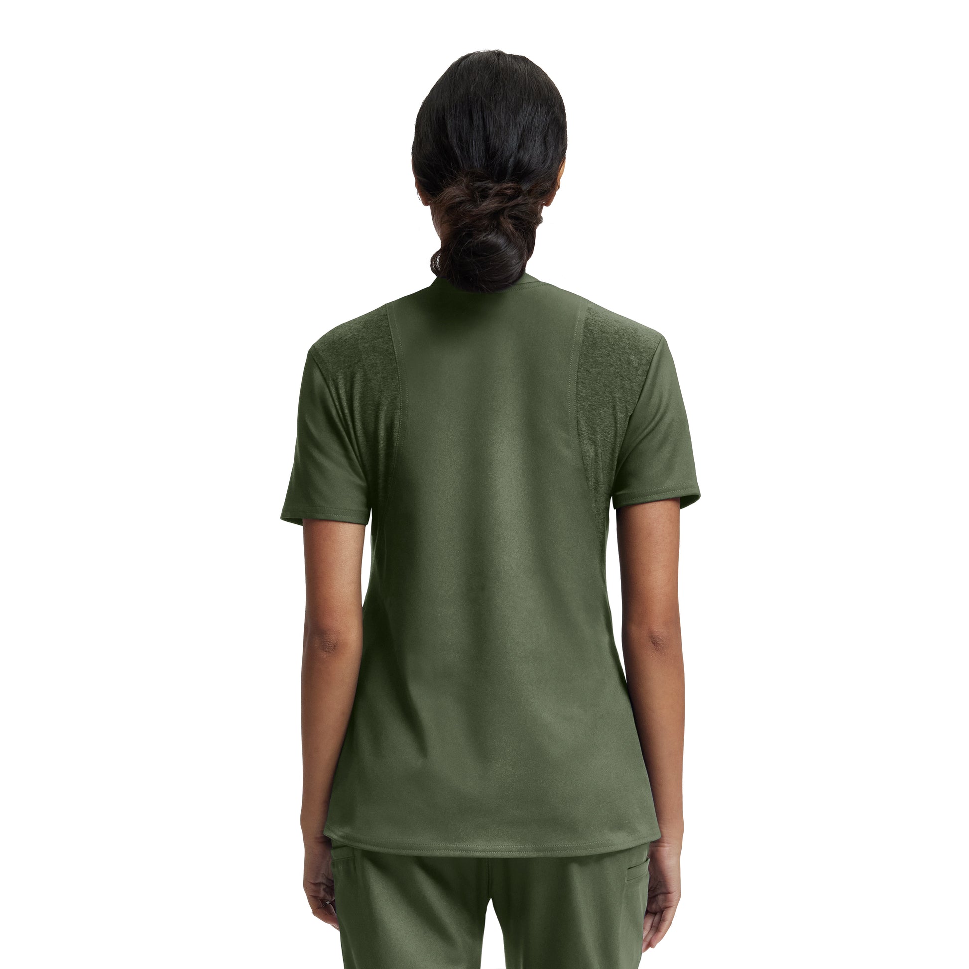 VIBE WT119 Women's 2 Pocket V Neck Scrub Top Olive Image