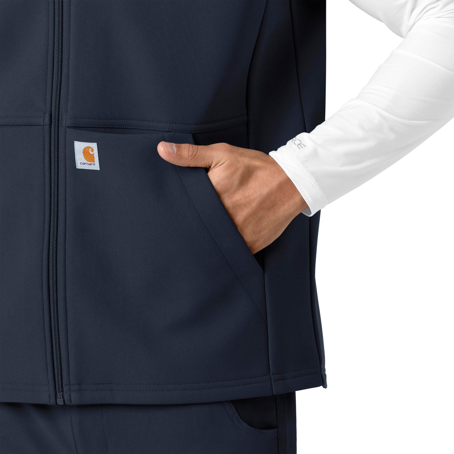 Rugged Flex C82023 Men's Bonded Fleece Vest Navy Model Image Alternate | Carhartt