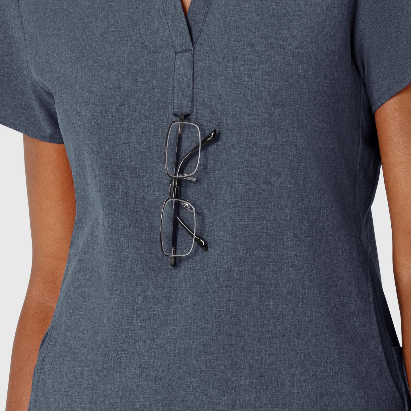 RENEW 6734 Mandarin Collar Scrub Top Navy Heather Model Image Alternate | Wink