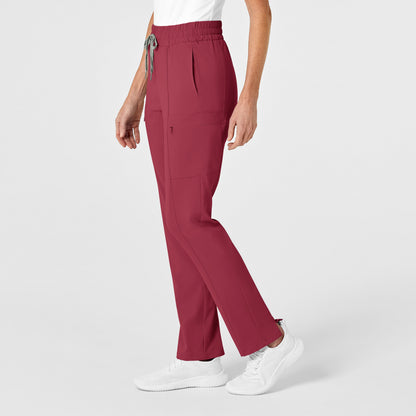 RENEW 5334 Women's High Waist Slim Leg Scrub Pants Ruby