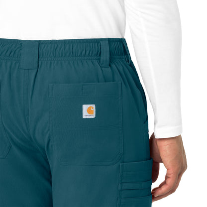 Rugged Flex Peak C55037 Men's Straight Leg Cargo Scrub Pants Caribbean Blue Model Image Alternate | Carhartt