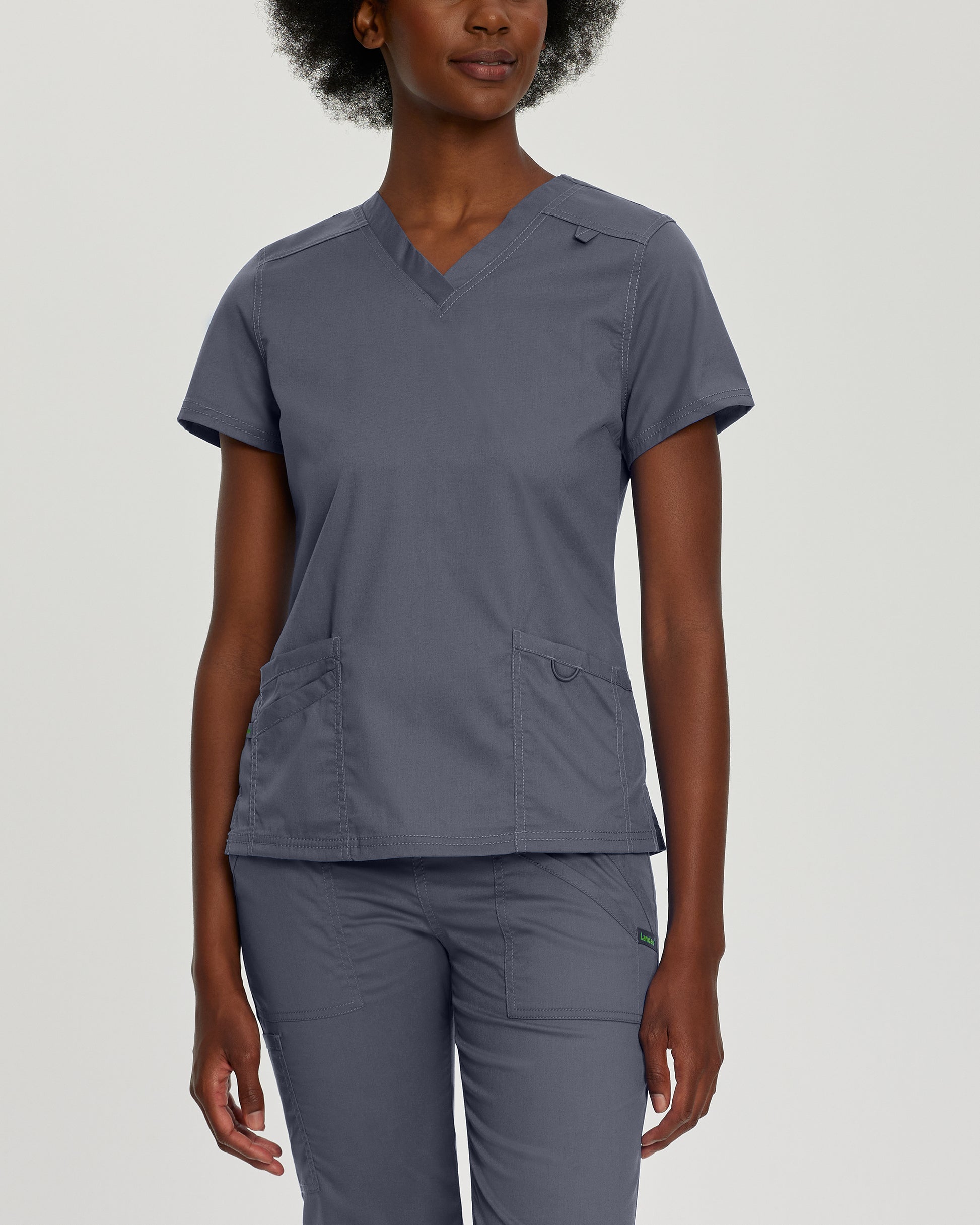 ProFlex 4160 Women's 3 Pocket V Neck Scrub Top Steel Image