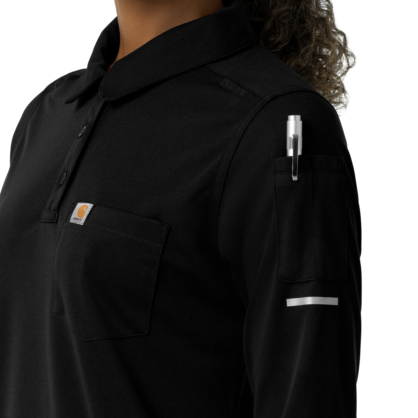 Rugged Flex C12129 Women's Heavyweight Long Sleeve Polo Scrub Top Black