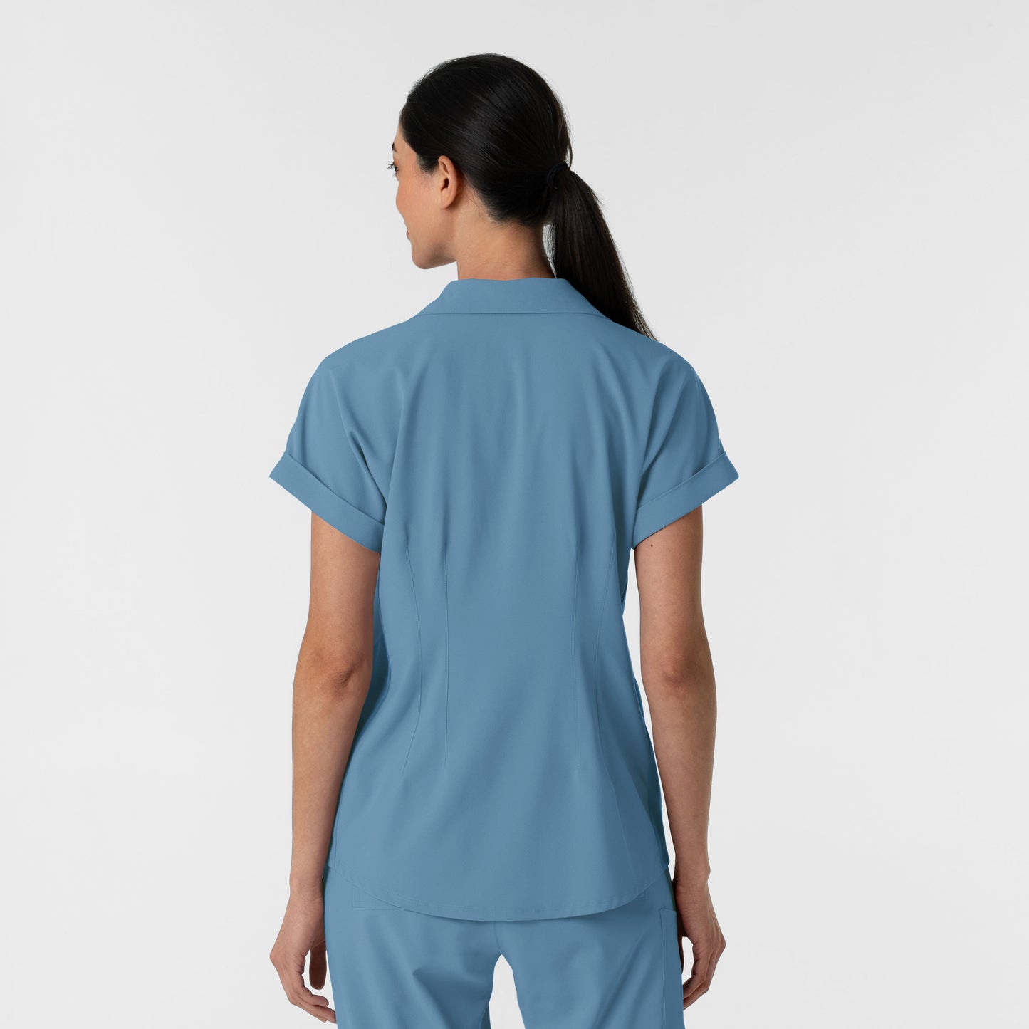 RENEW 6934 Women’s Flex-n-Reach Collared Scrub Top Pacific Blue