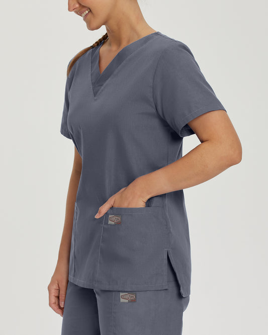 Scrub Zone 70221 Women's 3 Pocket V Neck Scrub Top Steel Grey Image