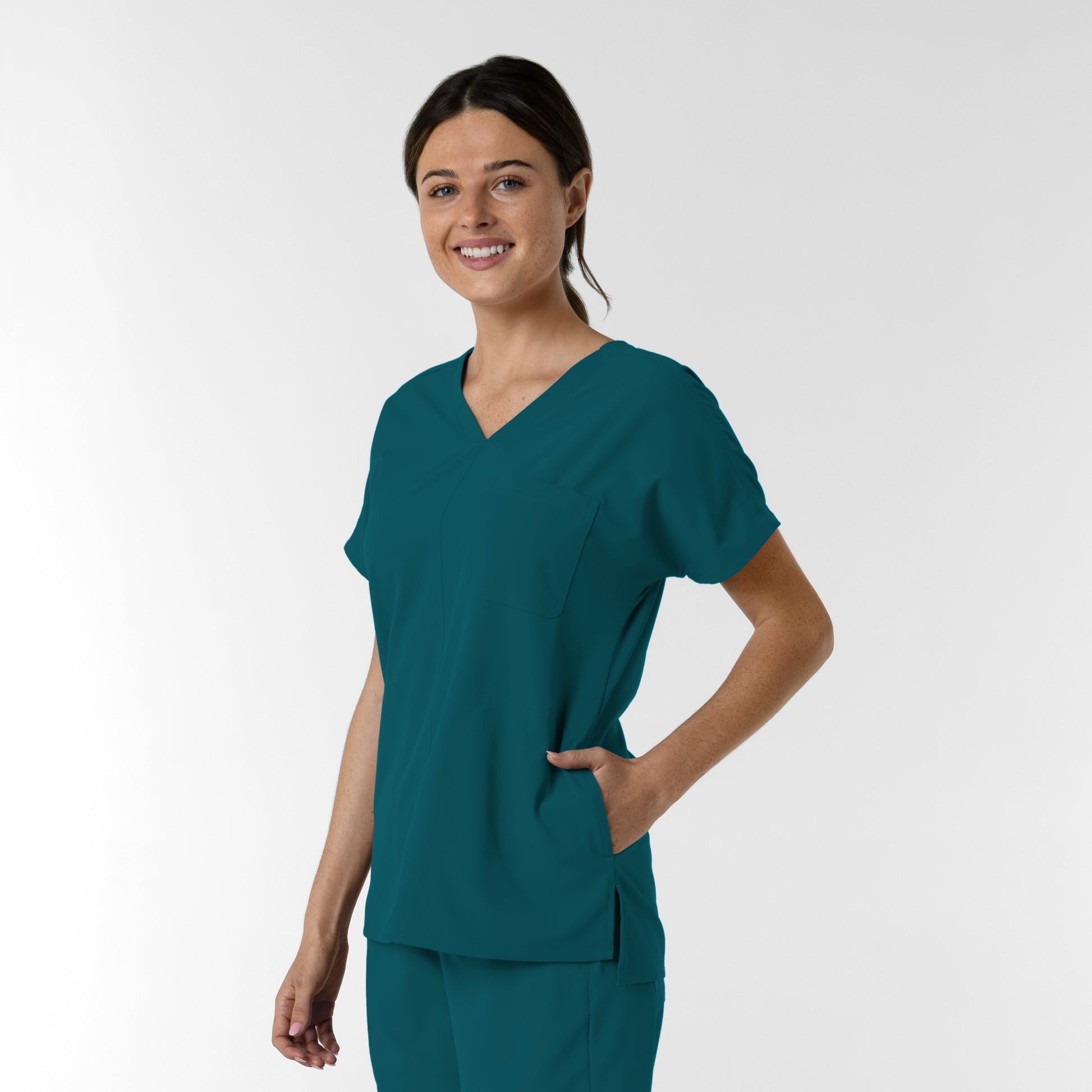 NURTUR 6280 Women's Drop Shoulder Tunic Scrub Top Caribbean
