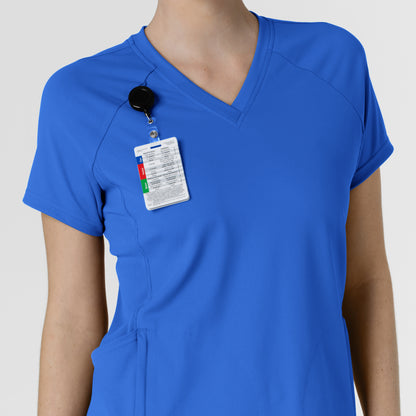 RENEW 6259 Knit Flex-n-Reach V-Neck Raglan Scrub Top Royal Model Image Alternate | Wink