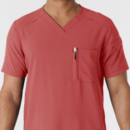 RENEW 6834 Men's V-Neck 5 Pocket Scrub Top Mineral Red Model Image Alternate | Wink