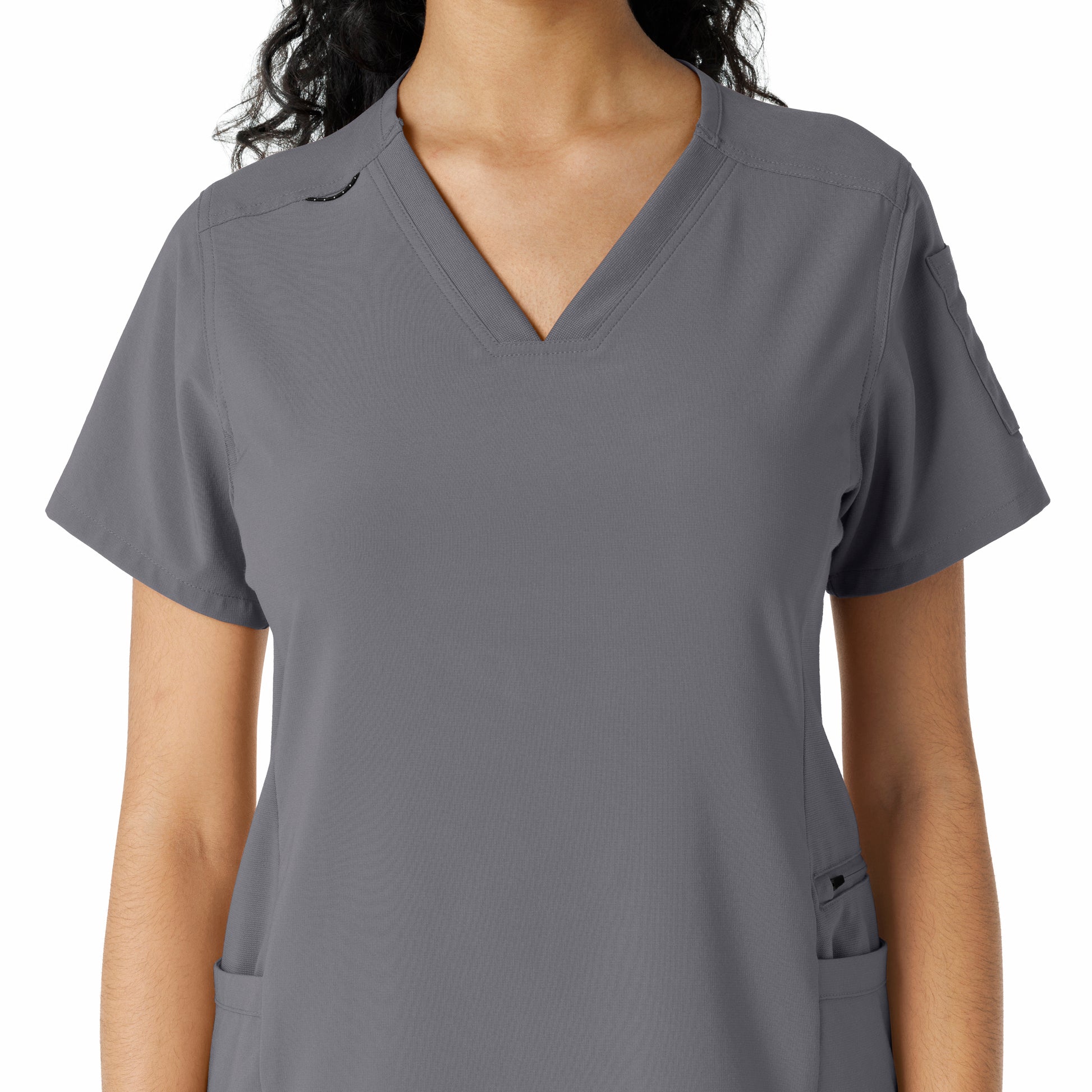 Force Cross-Flex C13310 Knit Panel Scrub Top Pewter Model Image Left Side | Carhartt