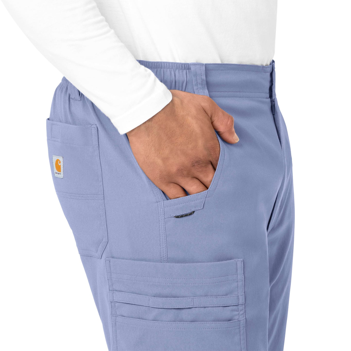 Rugged Flex Peak C55037 Men's Straight Leg Cargo Scrub Pant Ceil Blue Model Image Alternate | Carhartt