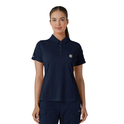 Rugged Flex C12119 Women's Lightweight Short Sleeve Polo Scrub Top Dark Navy