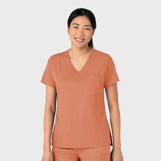 Boundless 6151 Tuck-In Scrub Top Terracotta Model Image Right Side | Wink