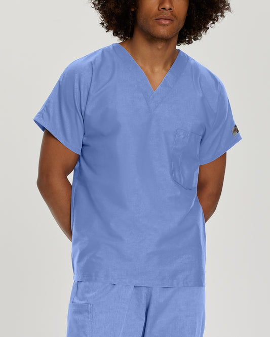 Scrub Zone 71221 Unisex 1 Pocket V Neck Scrub Top Ceil Blue Image