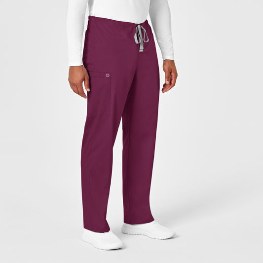 WonderWORK 500 Unisex Drawstring Cargo Scrub Pants Wine Model Image Right Side | Wink