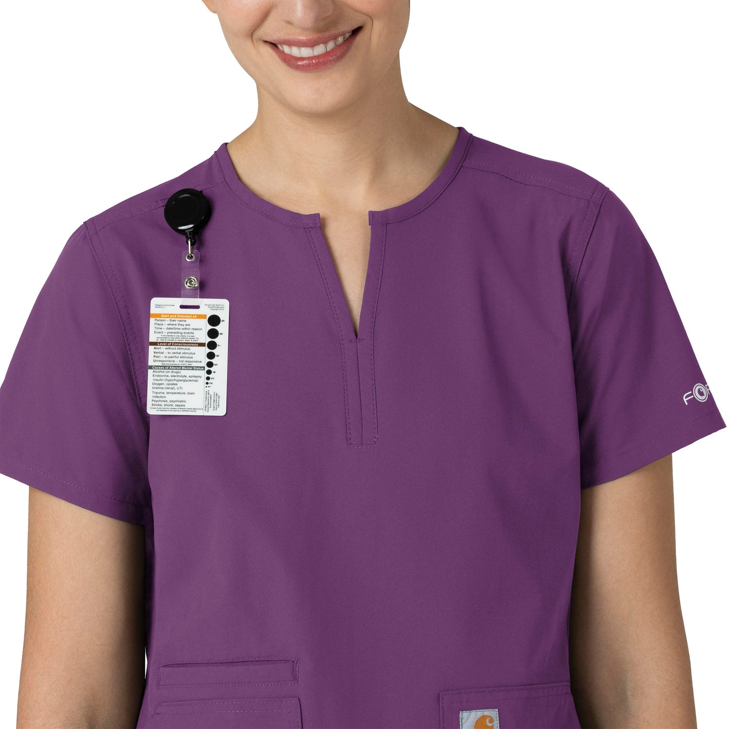 Force Essentials C12213 Notch Neck Tunic Scrub Top Eggplant Model Image Alternate | Carhartt