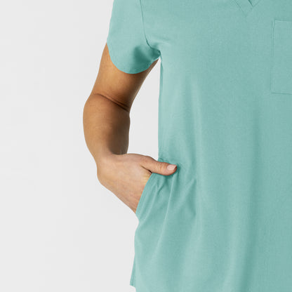 W123 6045 Flex-n-Reach V-Neck Scrub Top Turquoise Model Image Alternate | Wink