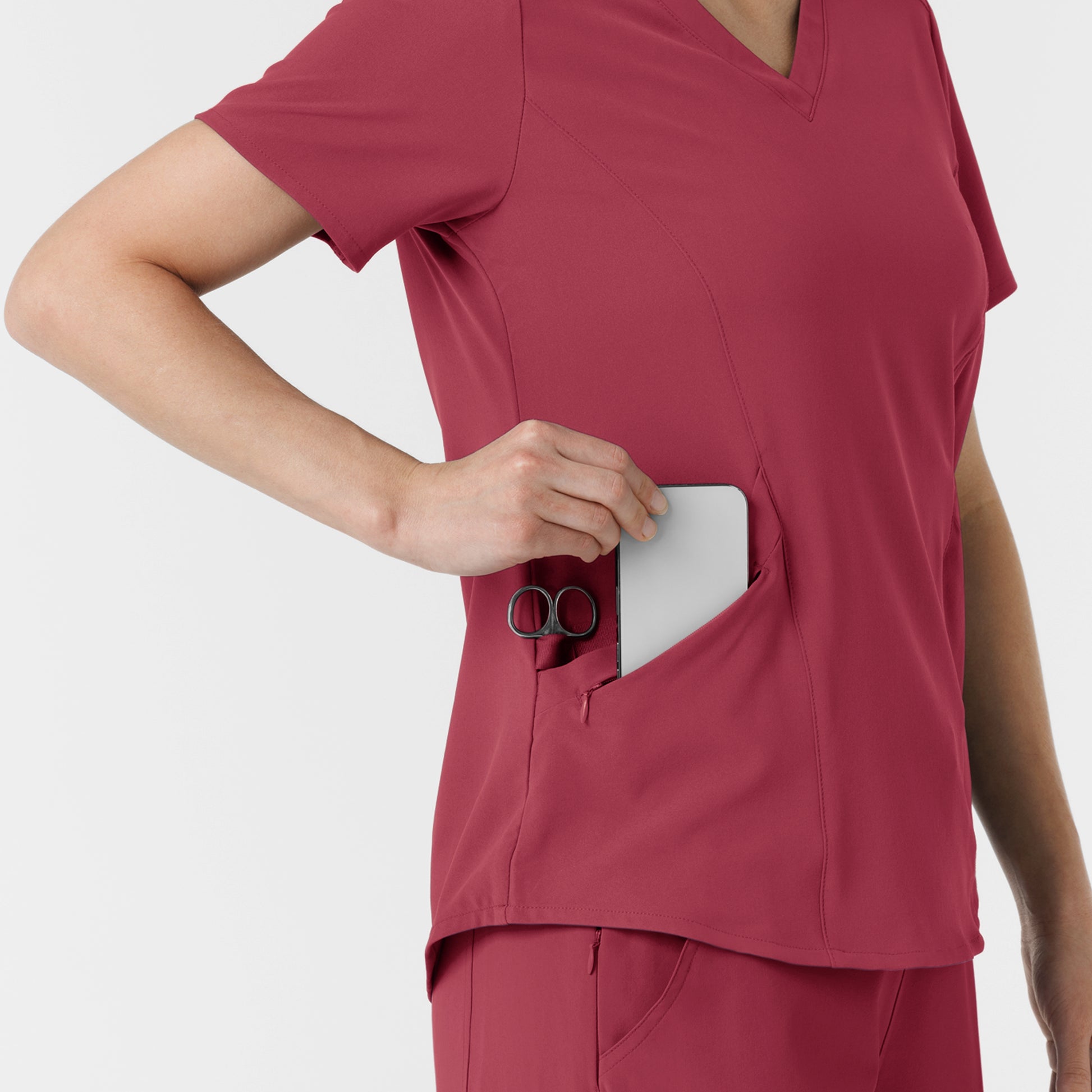 RENEW 6134 Women's V-Neck Scrub Top Ruby