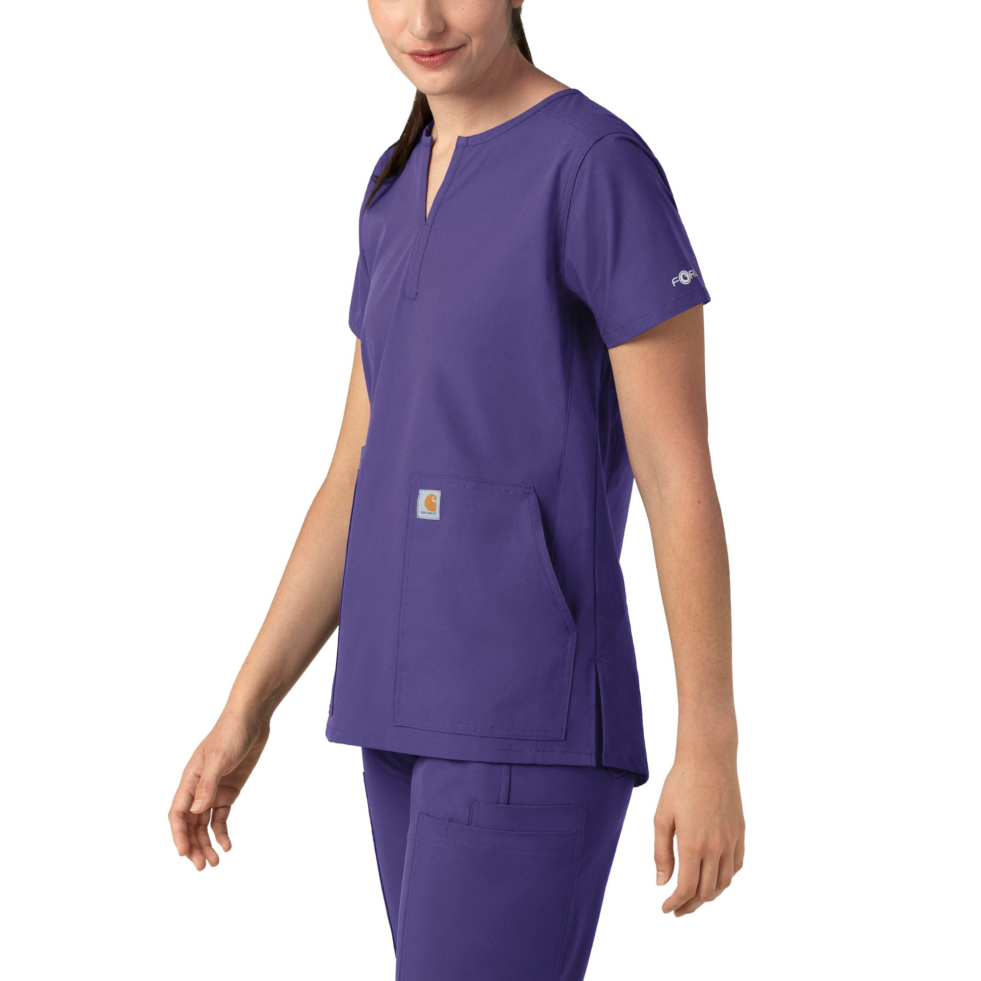 Force Essentials C12213 Notch Neck Tunic Scrub Top Grape Model Image Right Side | Carhartt