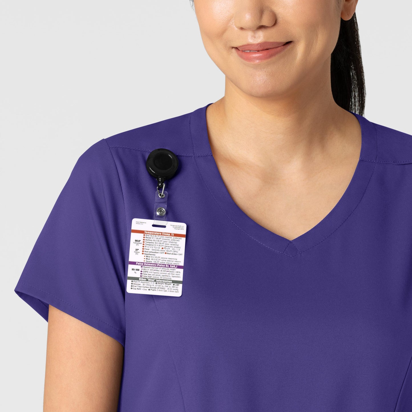 Boundless 6251 2-Pocket V-Neck Scrub Top Grape Model Image Left Side | Wink