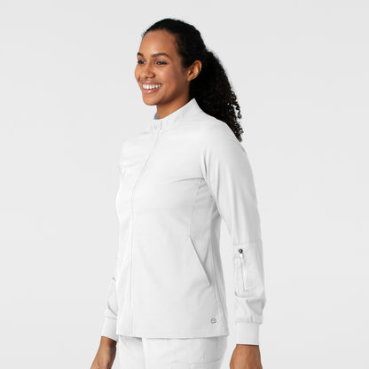 Boundless 8151 Warm Up Scrub Jacket White Model Image Right Side | Wink