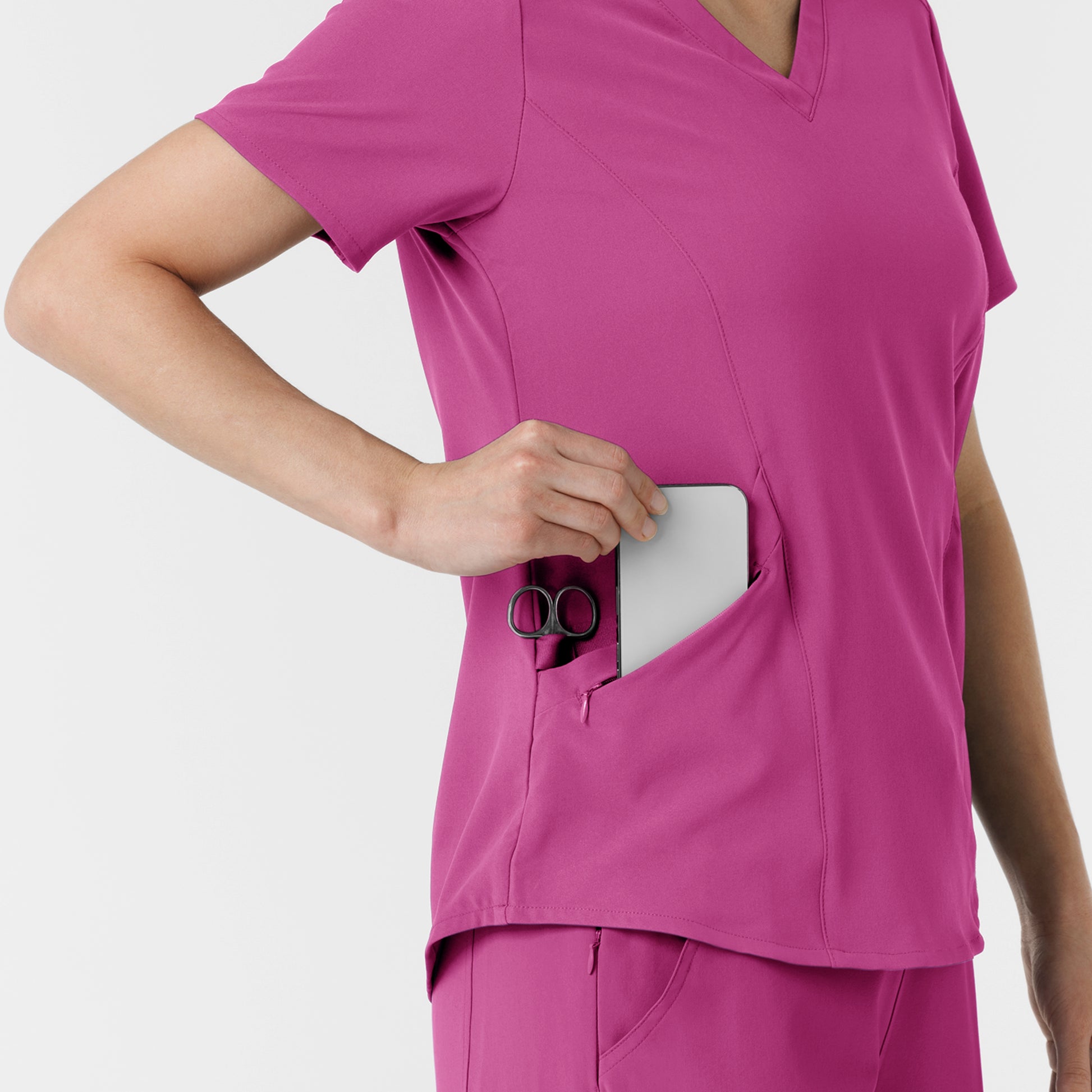 RENEW 6134 V-Neck Scrub Top Raspberry Model Image Alternate | Wink