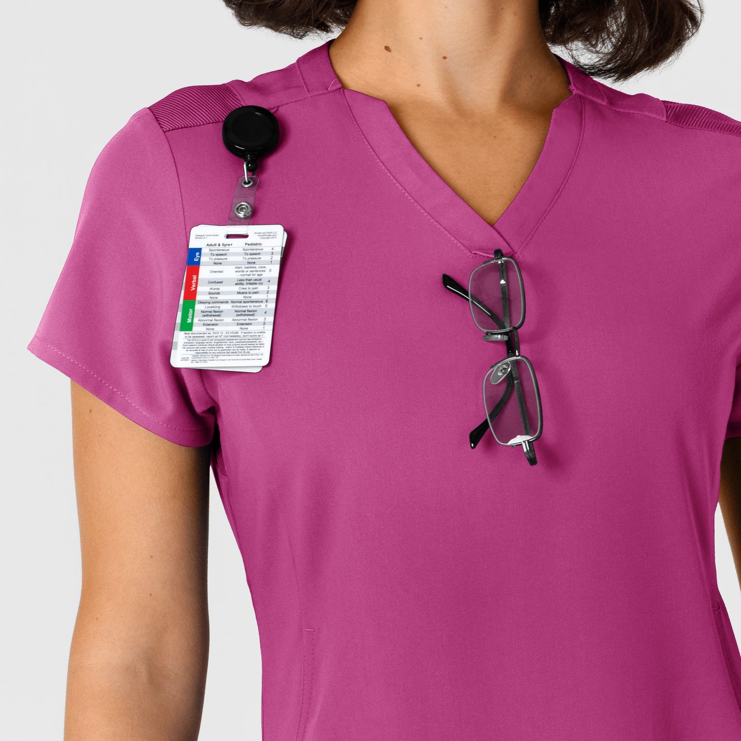 Nova 6432 Flex-n-Reach V-Neck Scrub Top Raspberry Model Image Alternate | Wink