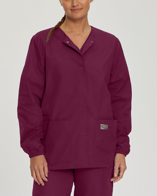 Scrub Zone 75221 Women's 3 Pocket Warm Up Scrub Jacket Wine Image