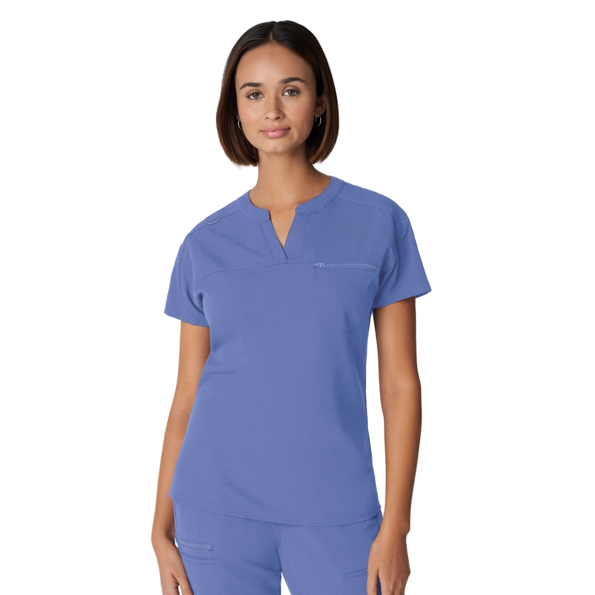 V-Tess WT114 Women's 1 Pocket V Neck Scrub Top Ceil Blue Image