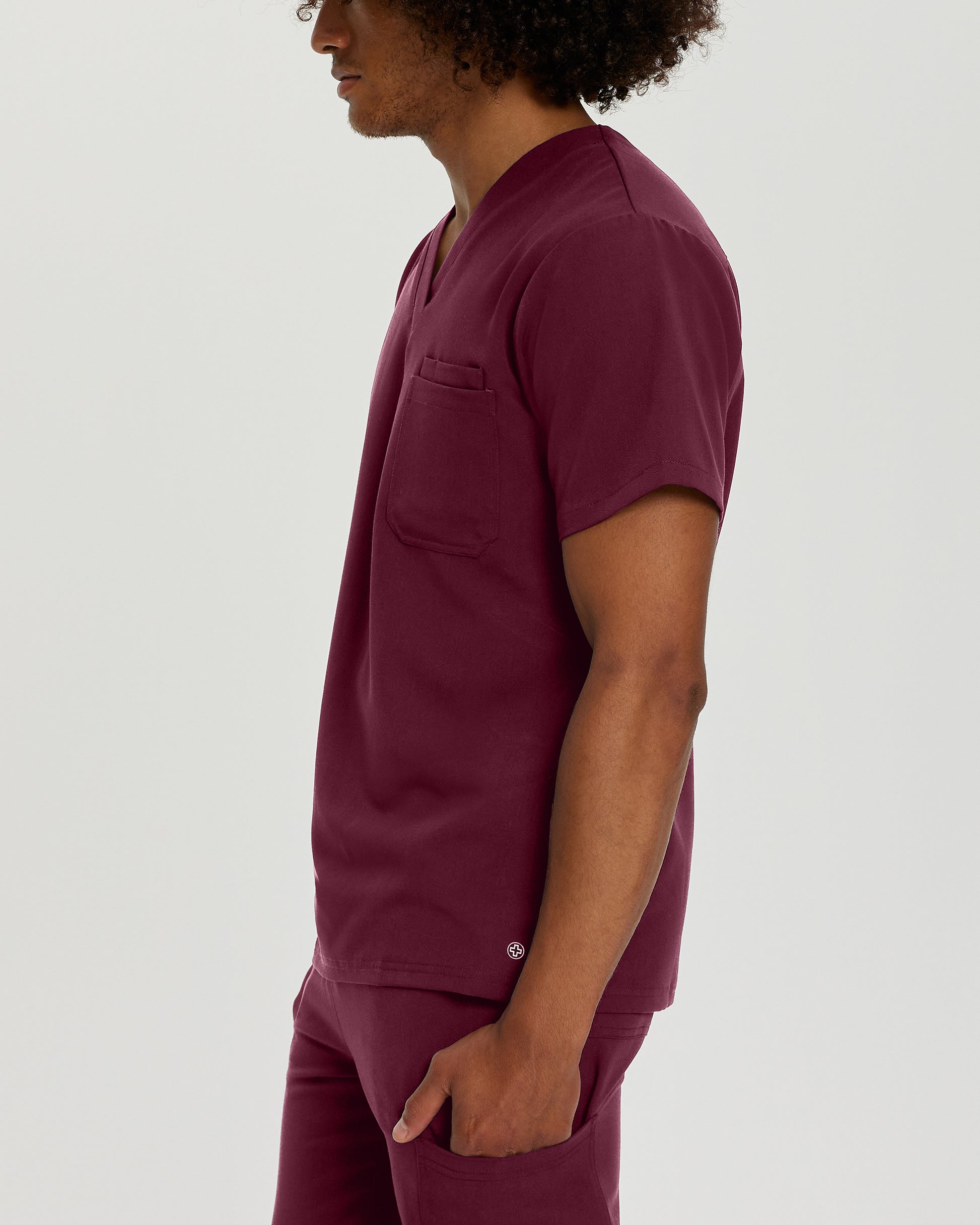 V-Tess 2206 Men's 2 Pocket V Neck Scrub Top Wine Image