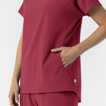 RENEW 6154 Women's V-Neck Tunic Scrub Top Ruby