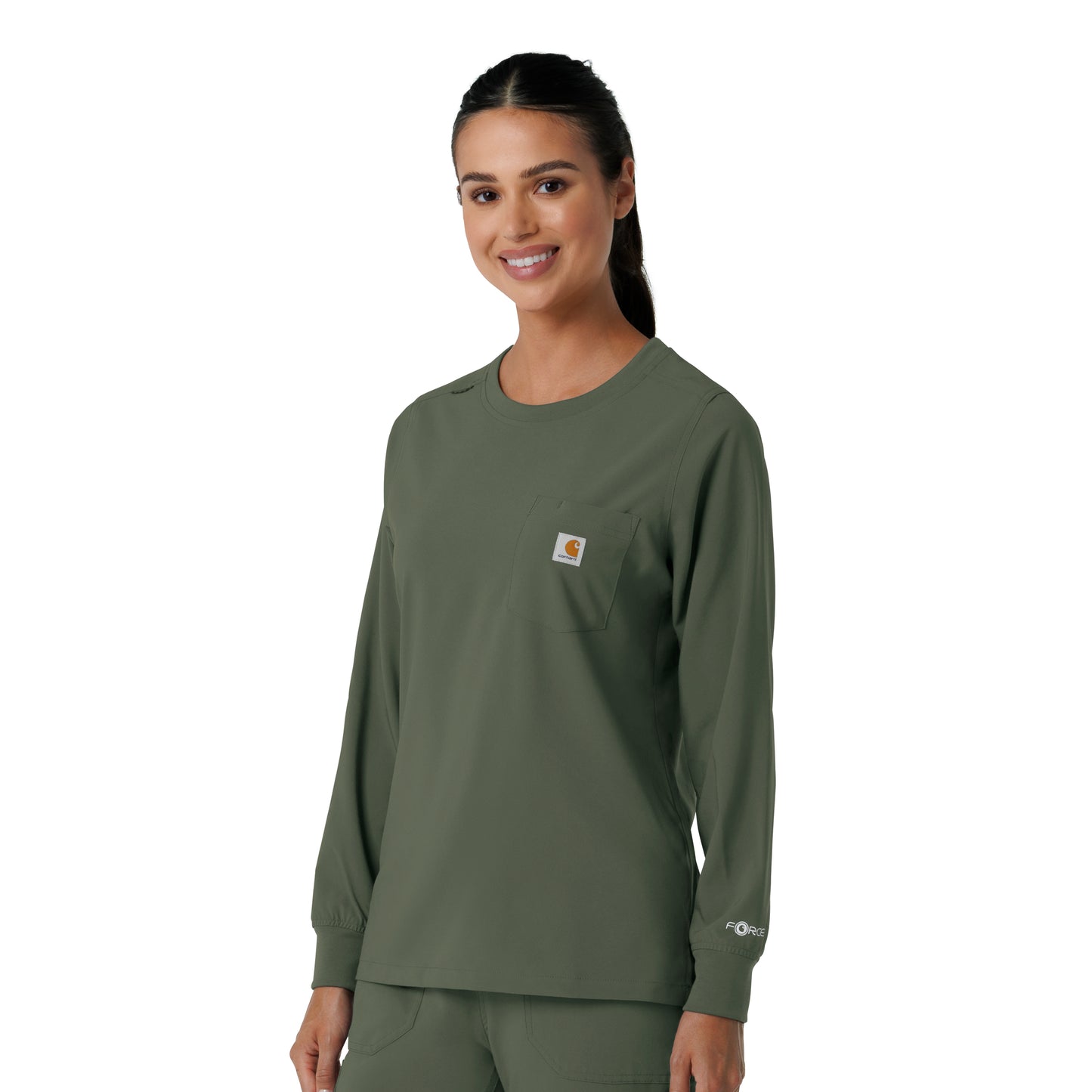 Force Cross-Flex C13610 Women's Crew Neck Long Sleeve Scrub Top Olive