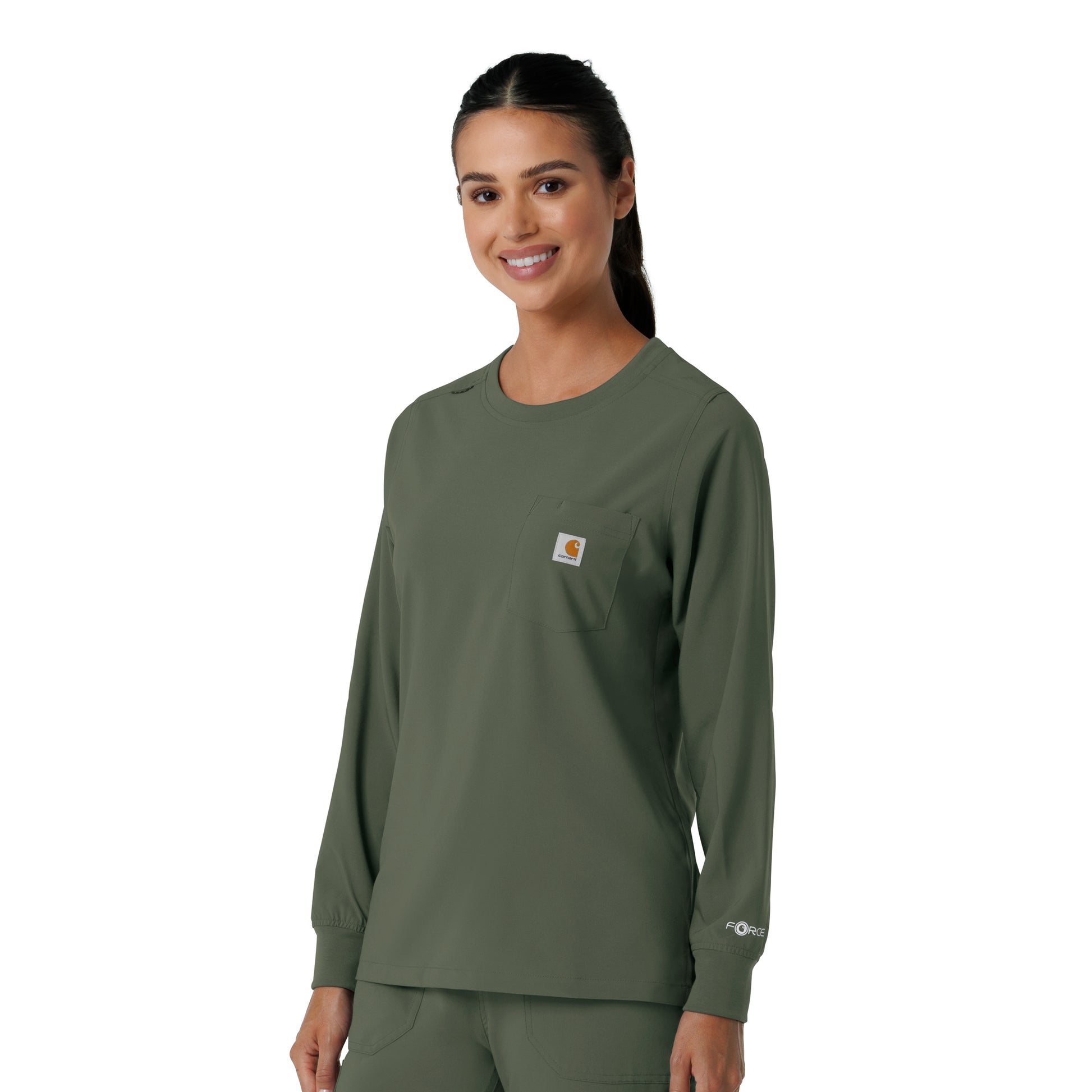 Force Cross-Flex C13610 Women's Crew Neck Long Sleeve Scrub Top Olive