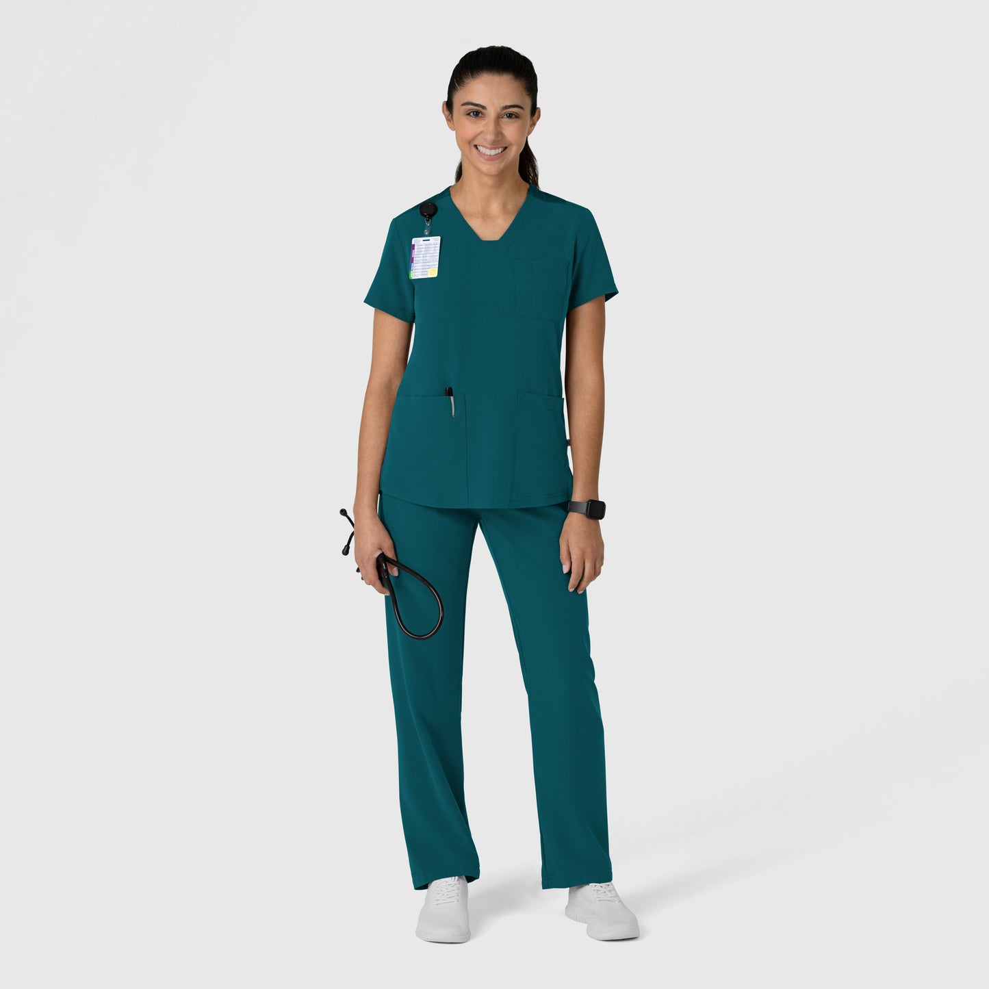 Nova 6132 Flex-n-Reach V-Neck Scrub Top Caribbean Model Image Right Side | Wink