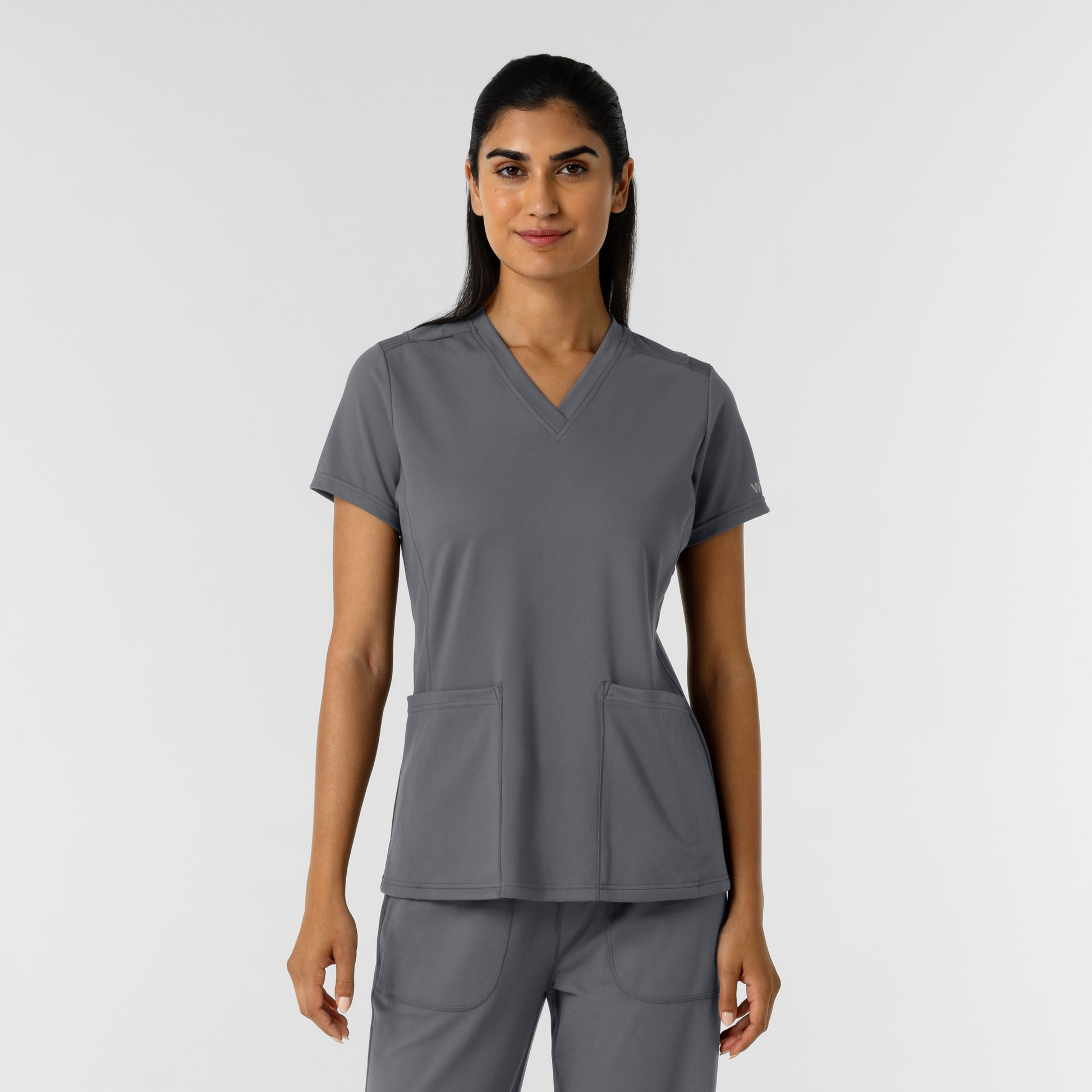 RENEW Knit 6559 Women's 2-Pocket Scrub Top Pewter
