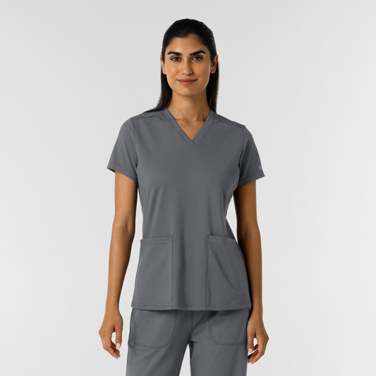 RENEW Knit 6559 Women's 2-Pocket Scrub Top Pewter