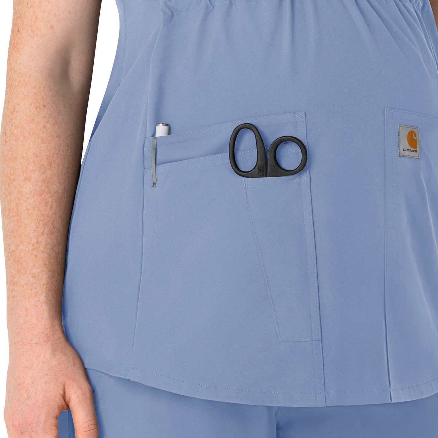 Force Essentials C14113 Henley Maternity Scrub Top Ceil Blue Model Image Alternate | Carhartt