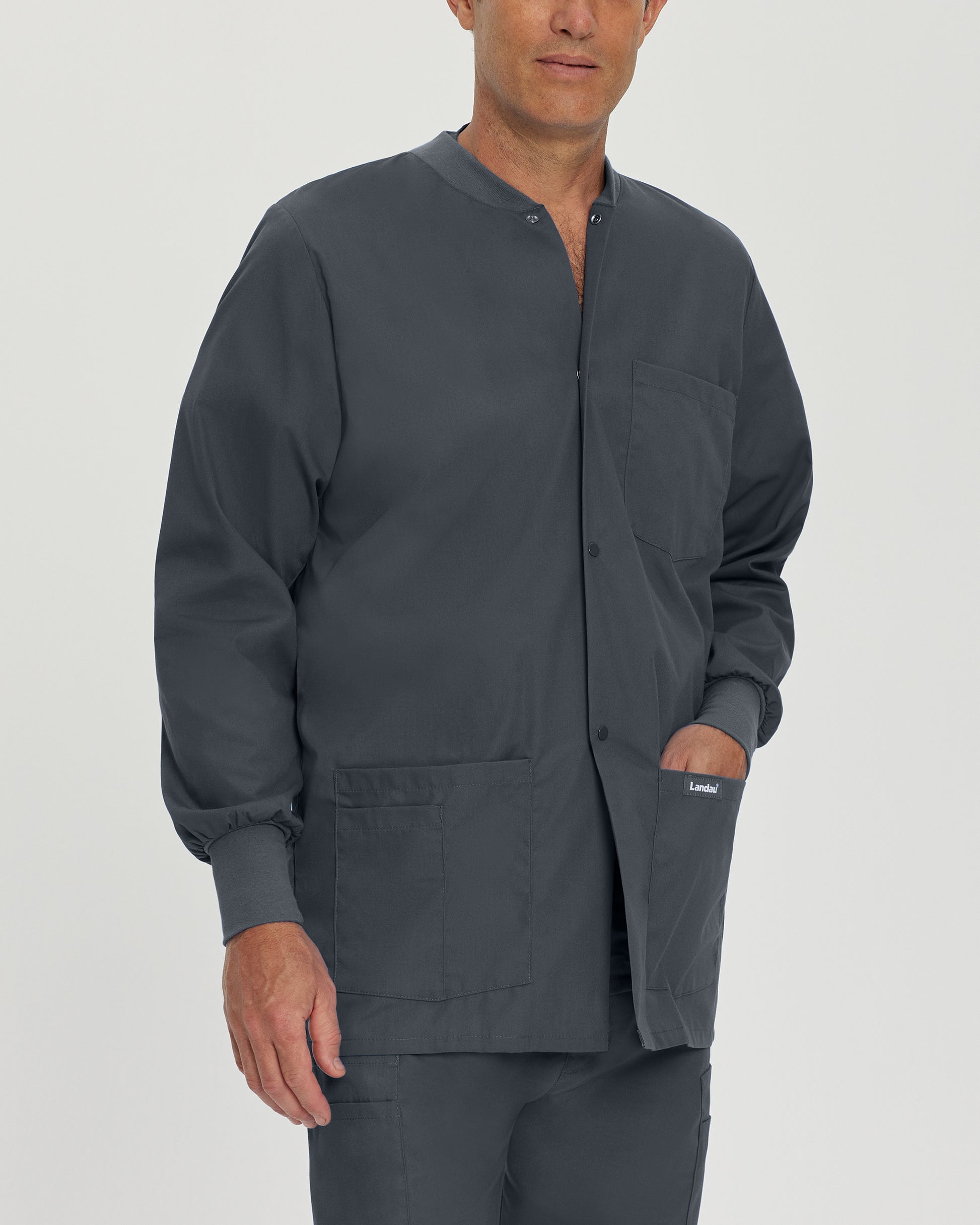 Essentials 7551 Men's 5 Pocket Warm Up Scrub Jacket Graphite Image