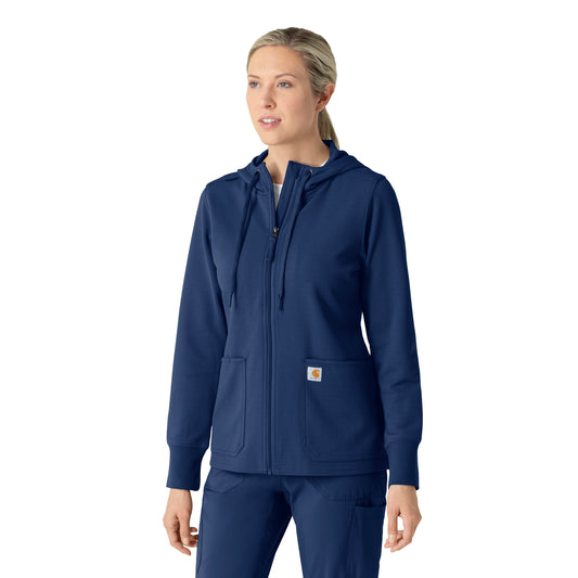 Layers C82008 Women's Full Zip Waffle Hoodie Navy