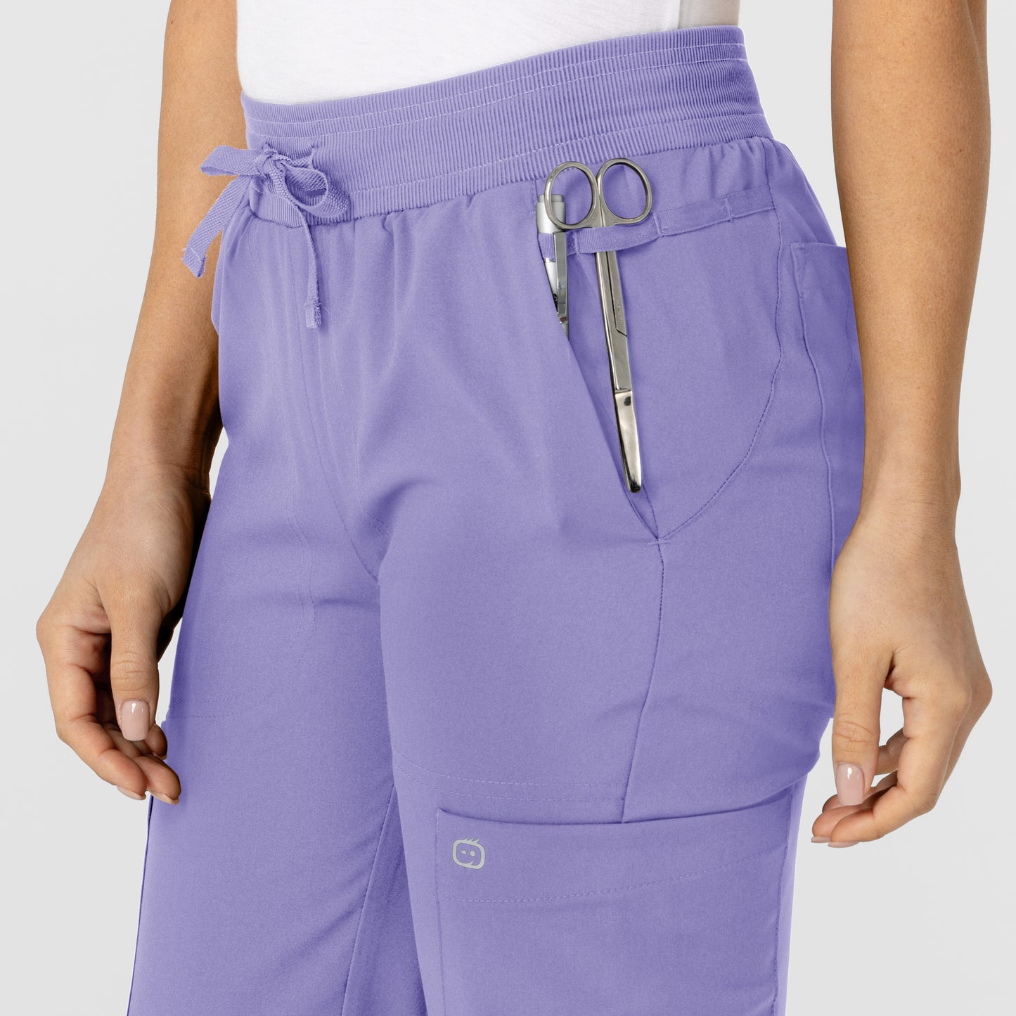 W123 5045 Flex-n-Reach Track Scrub Pants Iris Purple Model Image Alternate | Wink