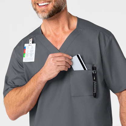 WonderWORK 103 Men's V-Neck Scrub Top Pewter Model Image Alternate | Wink