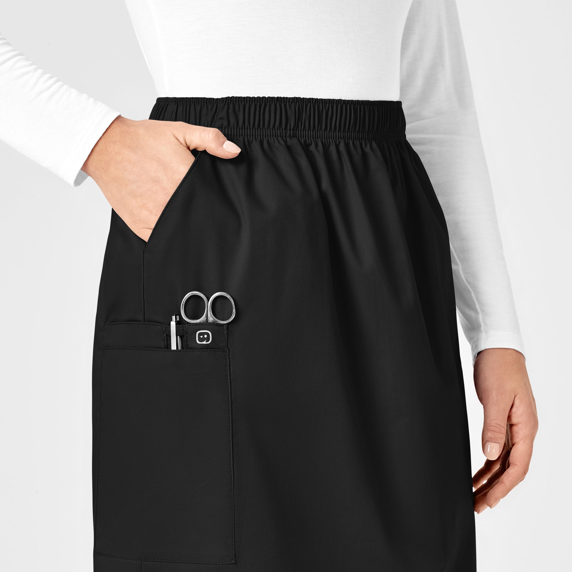 WonderWORK 701 Pull On Cargo Skirt Black Model Image Alternate | Wink